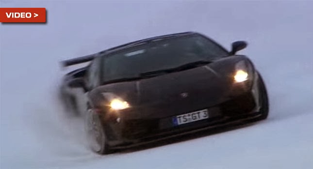 Una Lamborghini su una pista da sci (VIDEO)